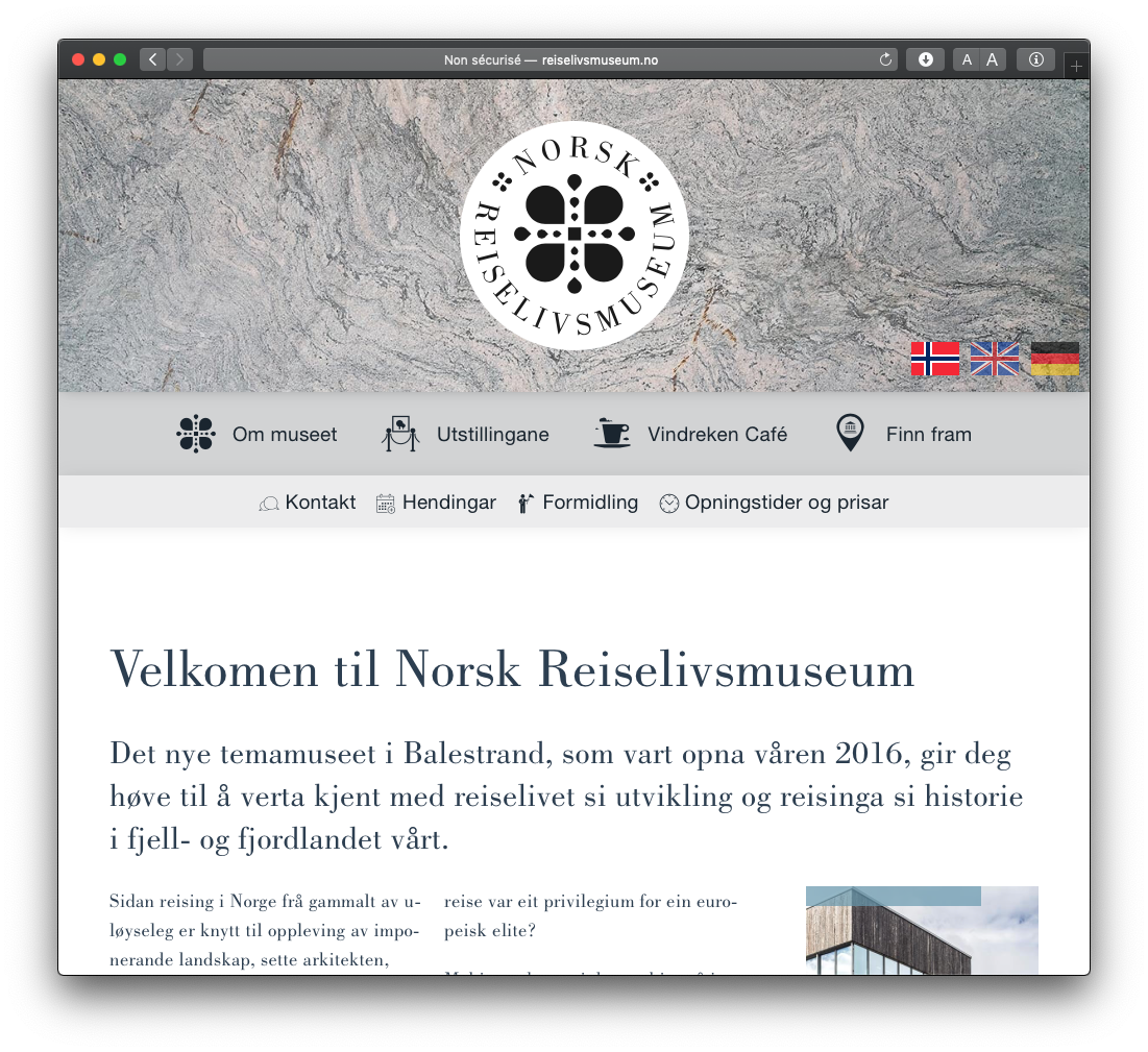 Nettside for Norsk reise­livsmuseum, Drupal som headless CMS og Vue.js som frontend.